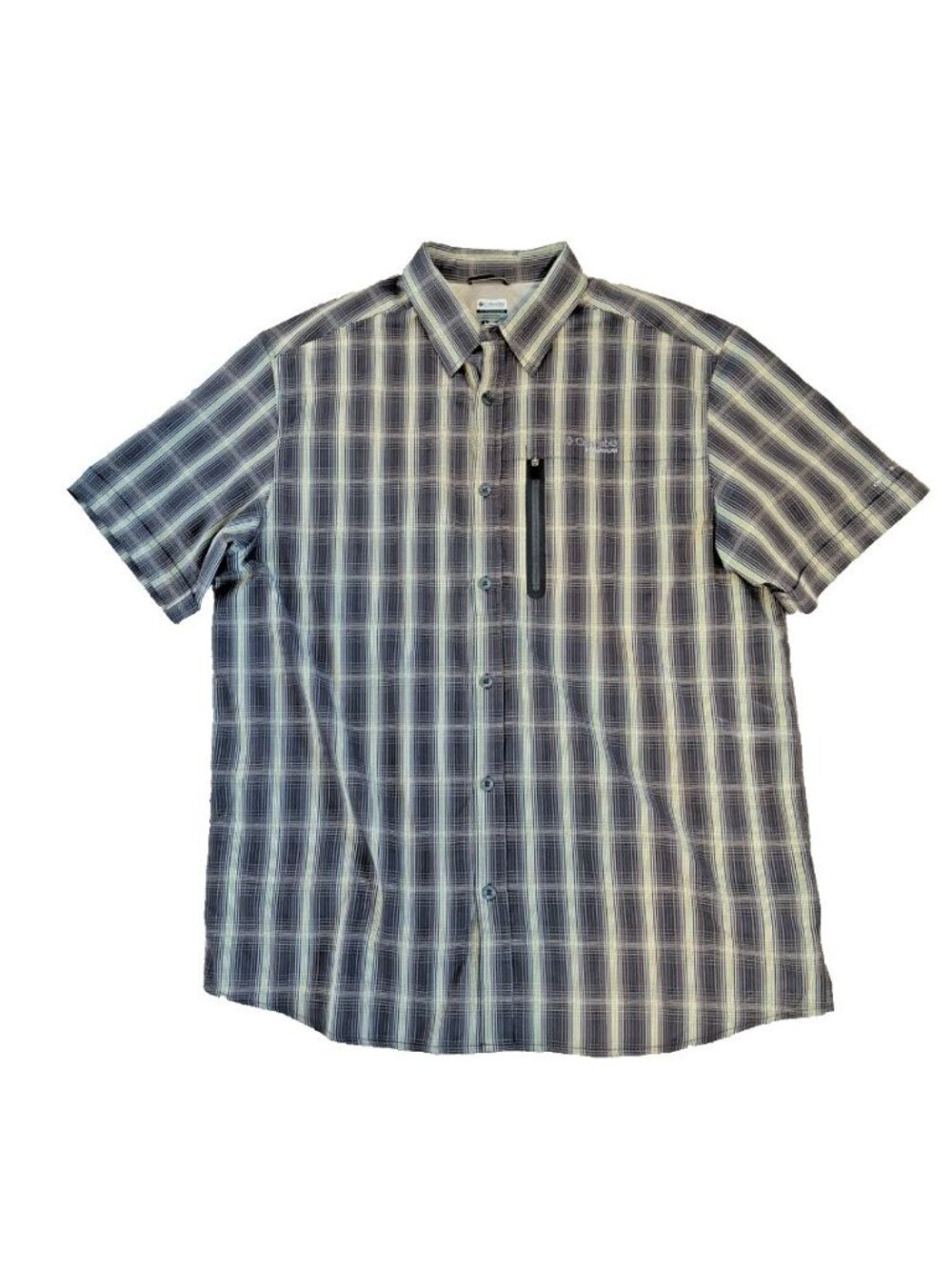 Columbia Shirt Mens Large Titanium Vented Short Sleeve Button Down Gray Gorpcore